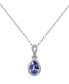 Фото #1 товара Macy's tanzanite (5/8 ct. tw.) & Diamond (1/10 ct. t.w.) Pear Halo Pendant Necklace in 14k White Gold, 16" + 2" extender