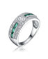 Radiant Sterling Silver Cocktail Ring with Pave Emerald Cubic Zirconia