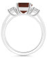 Women's Garnet (2-1/2 ct.t.w.) and White Topaz (2/3 ct.t.w.) 3-Stone Ring in Sterling Silver