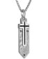 ფოტო #2 პროდუქტის Men's Black Diamond Damascus Sword Pendant Necklace (1/6 ct. t.w.) in Sterling Silver-Plate, 24" + 2" extender