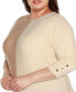 Белый свитер с 3/4 рукавами для женщин Belldini Plus Size Colorblock Dolman Sweater Toasted Coconut Combo, 1X - фото #4