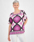 Фото #1 товара JM Collection Women's Printed Square Neck Short Sleeve Top, Created for Macy's