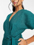 Closet London Petite kimono wrap dress in emerald