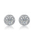 Cubic Zirconia Sterling Silver White Gold Plated Round Stud Earrings