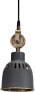 Фото #1 товара Люстра подвесная PR Home Cleveland - индустриальное изделие из металла, диаметр 14 см, высота 23 см, с черным пластиковым кабелем длиной 1,6 м, цоколь E27. (Лампочка не включена)