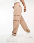 Noisy May cargo trousers with pocket details in taupe