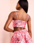 Фото #4 товара ASOS LUXE co-ord jacquard cupped bralet in pink floral print