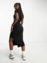 Фото #5 товара Cotton:On short sleeve ribbed midi dress in black