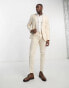 ASOS DESIGN wedding skinny suit jacket in linen mix in gingham in camel Chest 42 Reg - фото #10