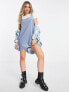 Фото #1 товара ASOS DESIGN a-line cord pinny dress in blue