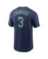Фото #2 товара Men's J.P. Crawford Navy Seattle Mariners Player Name and Number T-shirt