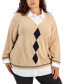 Фото #1 товара Plus Size Cotton Layered-Look Sweater