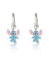 ფოტო #2 პროდუქტის Lilo and Stitch Silver Plated Stitch Drop Hoop Earrings