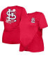 ფოტო #1 პროდუქტის Women's Red St. Louis Cardinals Plus Size Two-Hit Front Knot T-shirt
