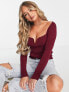 Фото #1 товара ASOS DESIGN knitted top with plunge notch neck in dark red