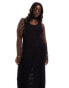 ONLY Curve open knit maxi dress in black