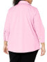 Фото #2 товара Foxcroft Women Plus Size Non-Iron Three-Quarter Sleeve Shirt, Chambray Pink, 24W