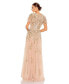 ფოტო #2 პროდუქტის Women's Embellished Butterfly Sleeve High Neck Gown