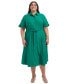 Plus Size Tie-Sleeve Shirtdress