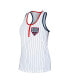 Фото #3 товара Women's White Boston Red Sox Pinstripe Henley Racerback Tank Top