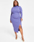 Фото #1 товара Trendy Plus Size Ribbed Mock-Neck Bodycon Dress