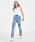 ფოტო #1 პროდუქტის Petite High Rise Floral Print Straight-Leg Jeans, Created for Macy's