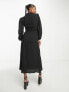 Фото #2 товара ASOS DESIGN Petite collared wrap midi dress in black