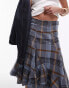 Фото #5 товара Topshop Disjointed Knee Length Skirt in blue & brown check