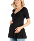 Quarter Sleeve Maternity Tunic Top with Button Detail