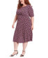 Plus Size Printed Short-Sleeve Midi Dress