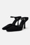High-heel mules with instep strap