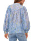 ფოტო #2 პროდუქტის Women's Printed Raglan Sleeve Button-Front Top
