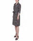 Petite Printed Long Sleeve Roll Tab Shirtdress