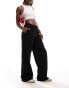 Фото #1 товара Pull&Bear wide leg pleat tailored trouser with belt in black