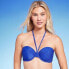 Фото #2 товара Women's Lightly Lined Ribbed Halter Bikini Top - Shade & Shore Blue 32B