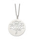 Фото #1 товара Chisel polished Flower Cut-out Circle Pendant Cable Chain Necklace