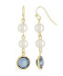 ფოტო #1 პროდუქტის Gold-Tone Imitation Pearl with Dark Blue Channels Drop Earring