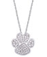 Фото #1 товара Macy's diamond 1/4 ct. t.w. Paw Print Pendant Necklace in Sterling Silver
