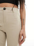 Bershka Petite wide leg slouchy dad tailored trousers in camel