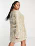 Фото #2 товара ASOS EDITION Curve v neck embellished mini shift dress with fringe in gold