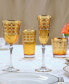 Amber Color White Wine Goblet with Gold-Tone Rings, Set of 4