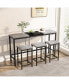 Modern Grey and Black Dining Set with Hanging Stools