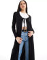 Pieces Tall tie front maxi cardigan in black