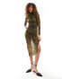 Фото #1 товара AllSaints Tia mesh midi dress in leopard print