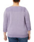 Фото #2 товара Plus Size Button-Cuff Ribbed Sweater