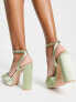 Фото #3 товара Be Mine Wide Fit Vanyaa platform heeled sandals in sage green