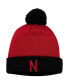 Фото #1 товара Men's Scarlet and Black Nebraska Huskers Core 2-Tone Cuffed Knit Hat with Pom