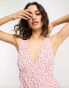 Glamorous 90s v neck playsuit in pink spring floral