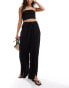 Фото #1 товара JDY loose fit texture trouser with layered side split in black