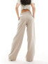 Monki high waist wide leg tailored trousers in beige